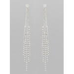 Rhinestone Fringe Earrings-Silver