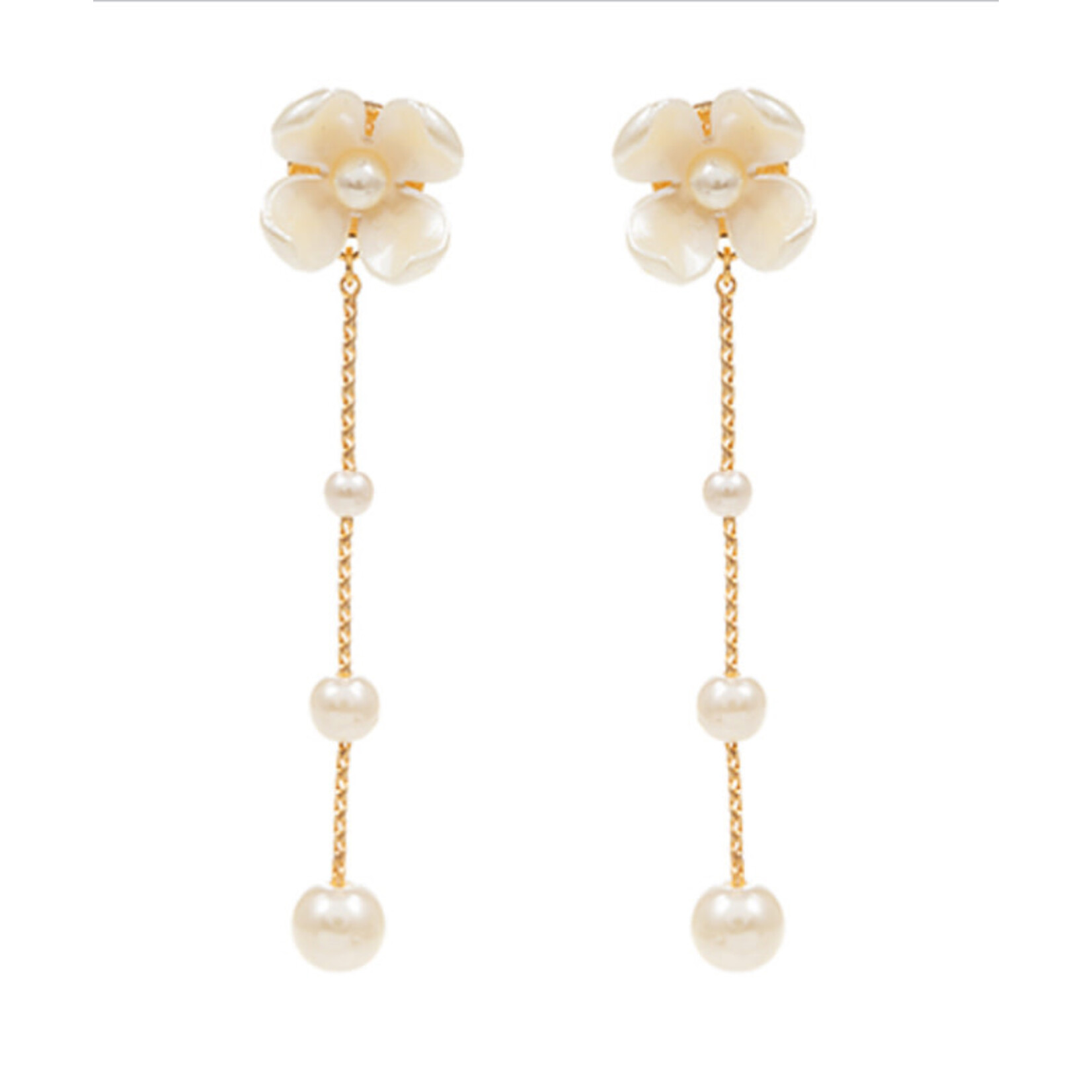 Acrylic Flower & Pearl Chain Earrings
