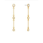 CZ Chain Drop Earrings-Gold