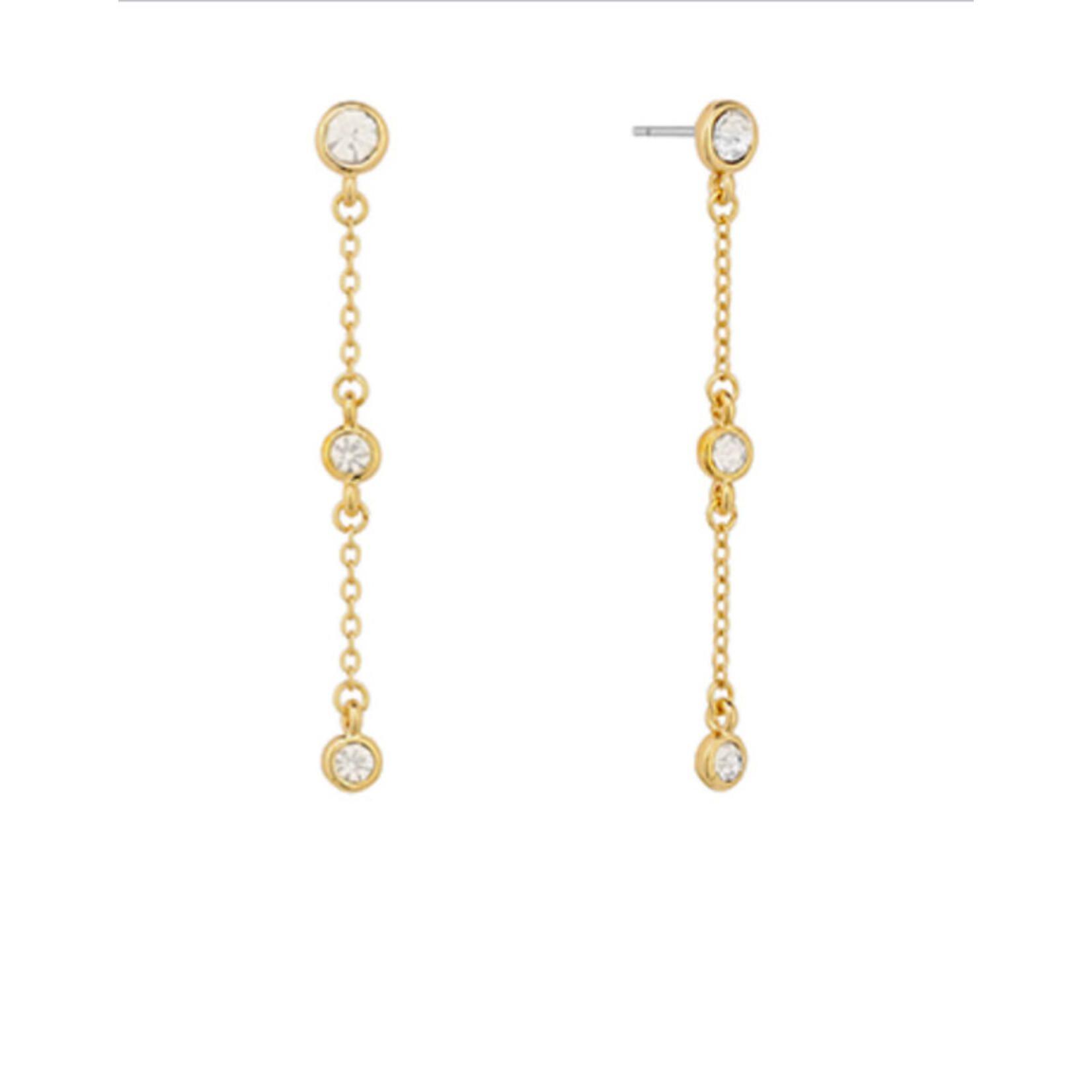 CZ Chain Drop Earrings-Gold