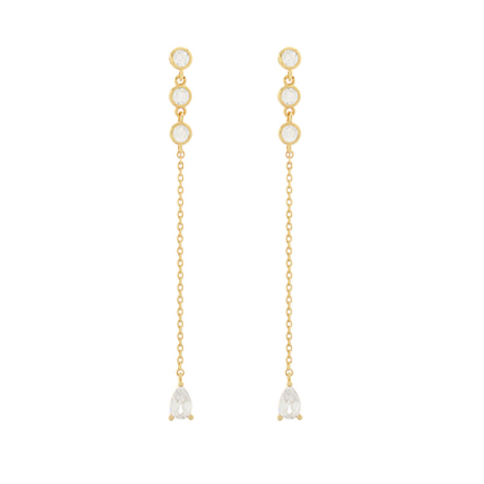 End Teardrop Linear CZ Earrings