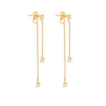 CZ Linear Front/Back Earrings-Gold