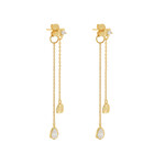 CZ/Gold Disc Front/Back Earrings