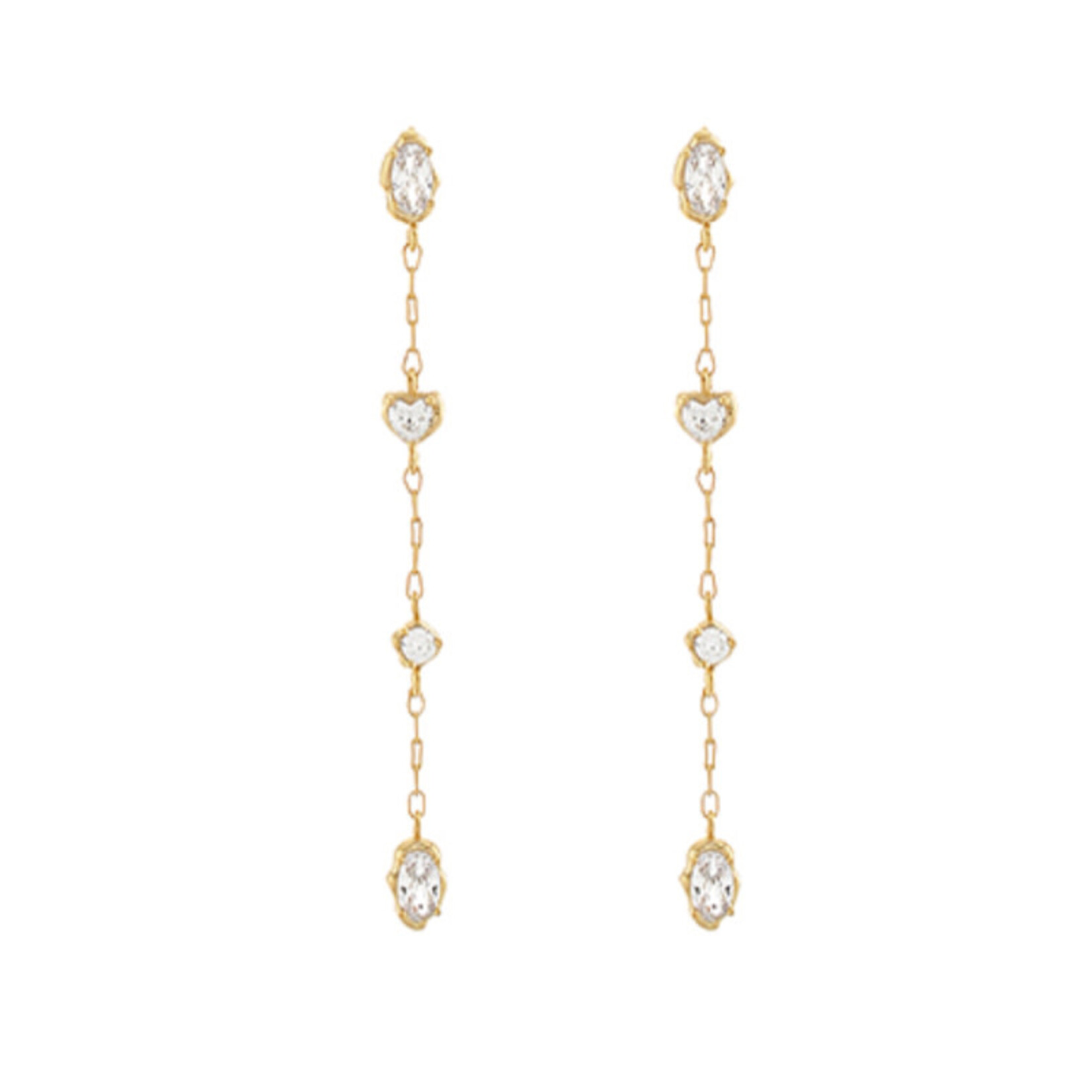 Multi Shape CZ Linear Earrings-Gold
