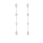 Multi shape CZ Linear Earrings-Silver