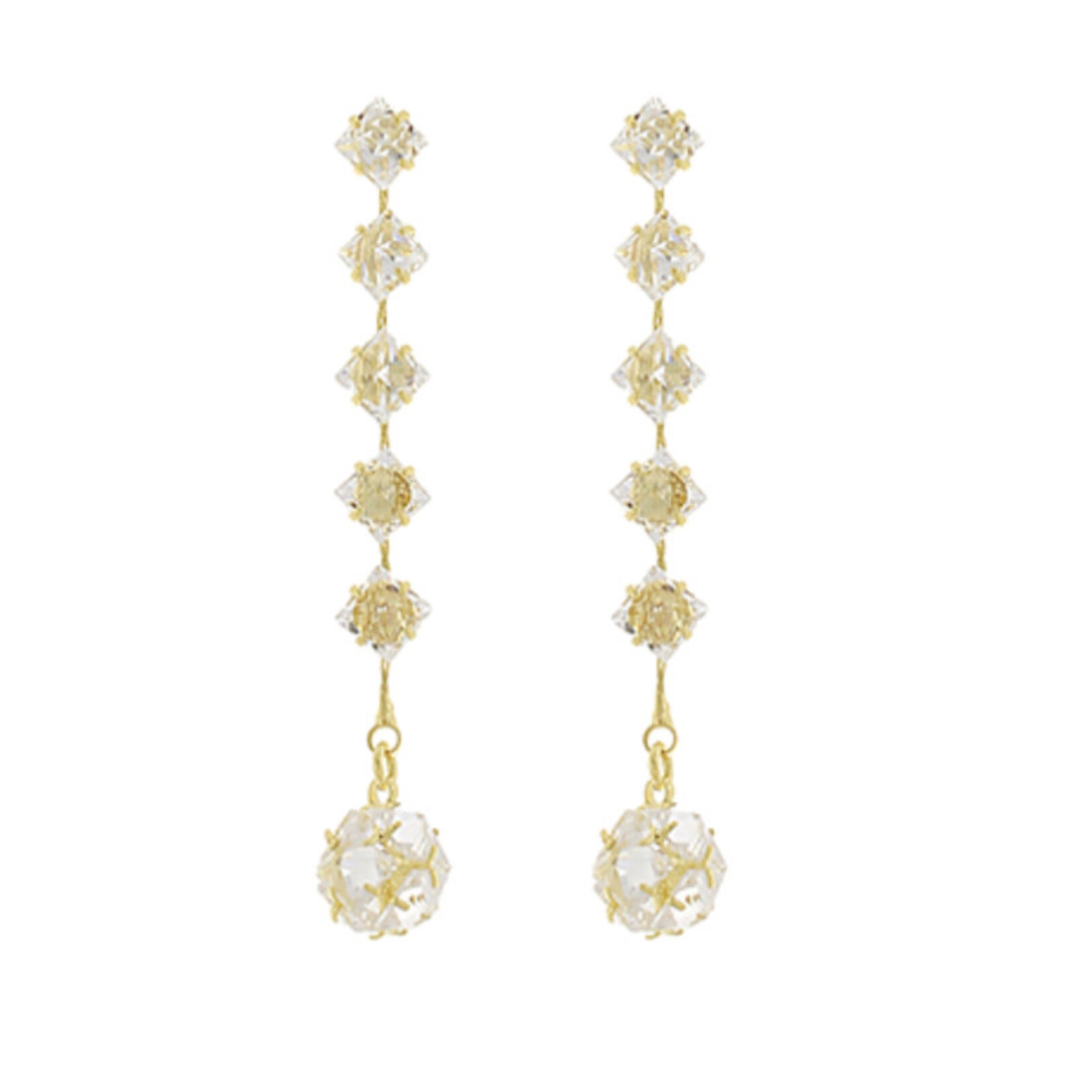 End Ball Linear CZ  Earrings