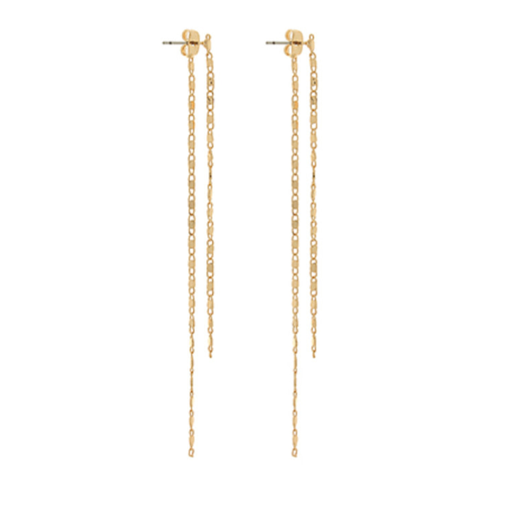 Front/Back Chain Earrings-Gold