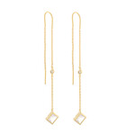 Square Stone CZ Wire Earrings