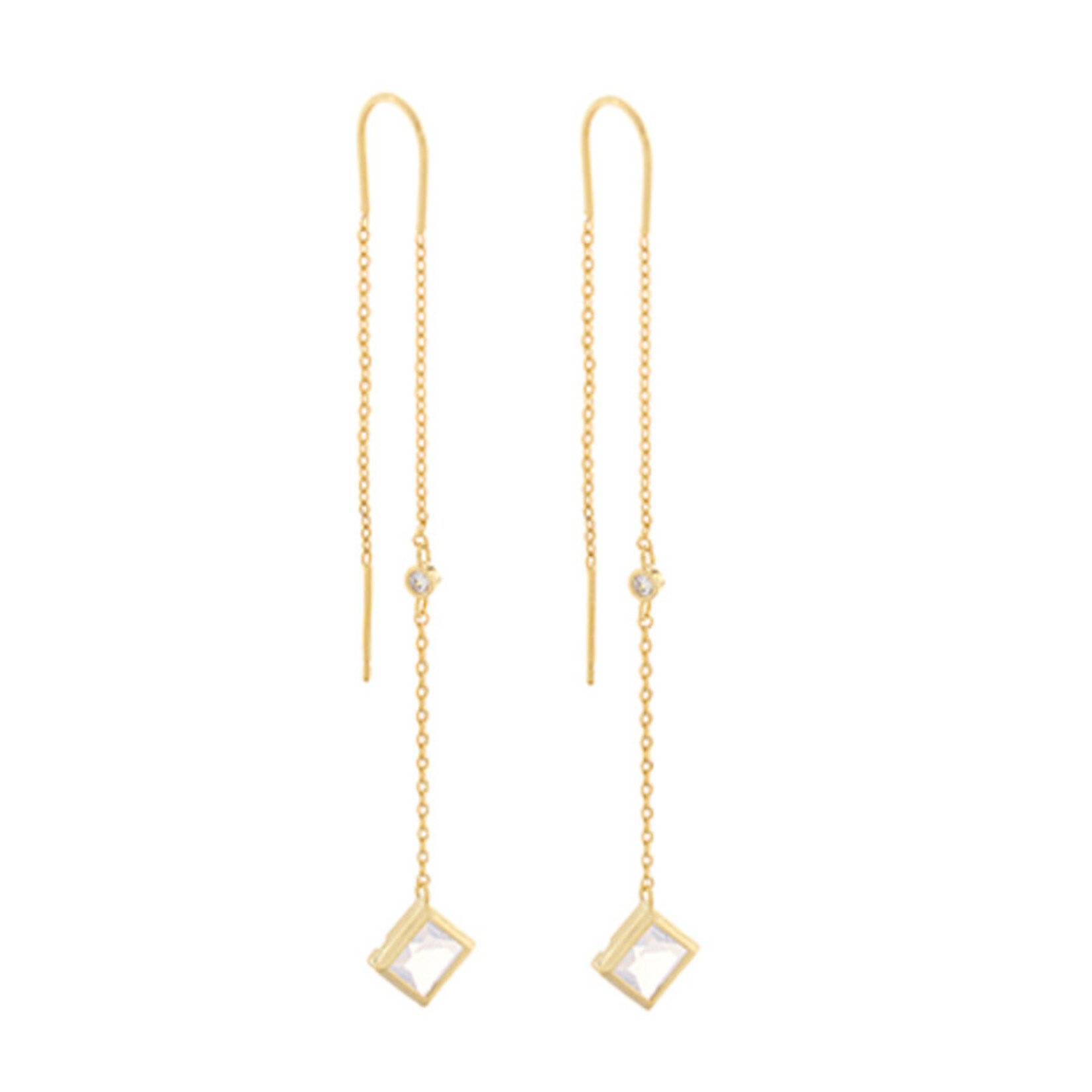 Square Stone CZ Wire Earrings