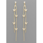 Butterfly CZ Chain Drop Earrings