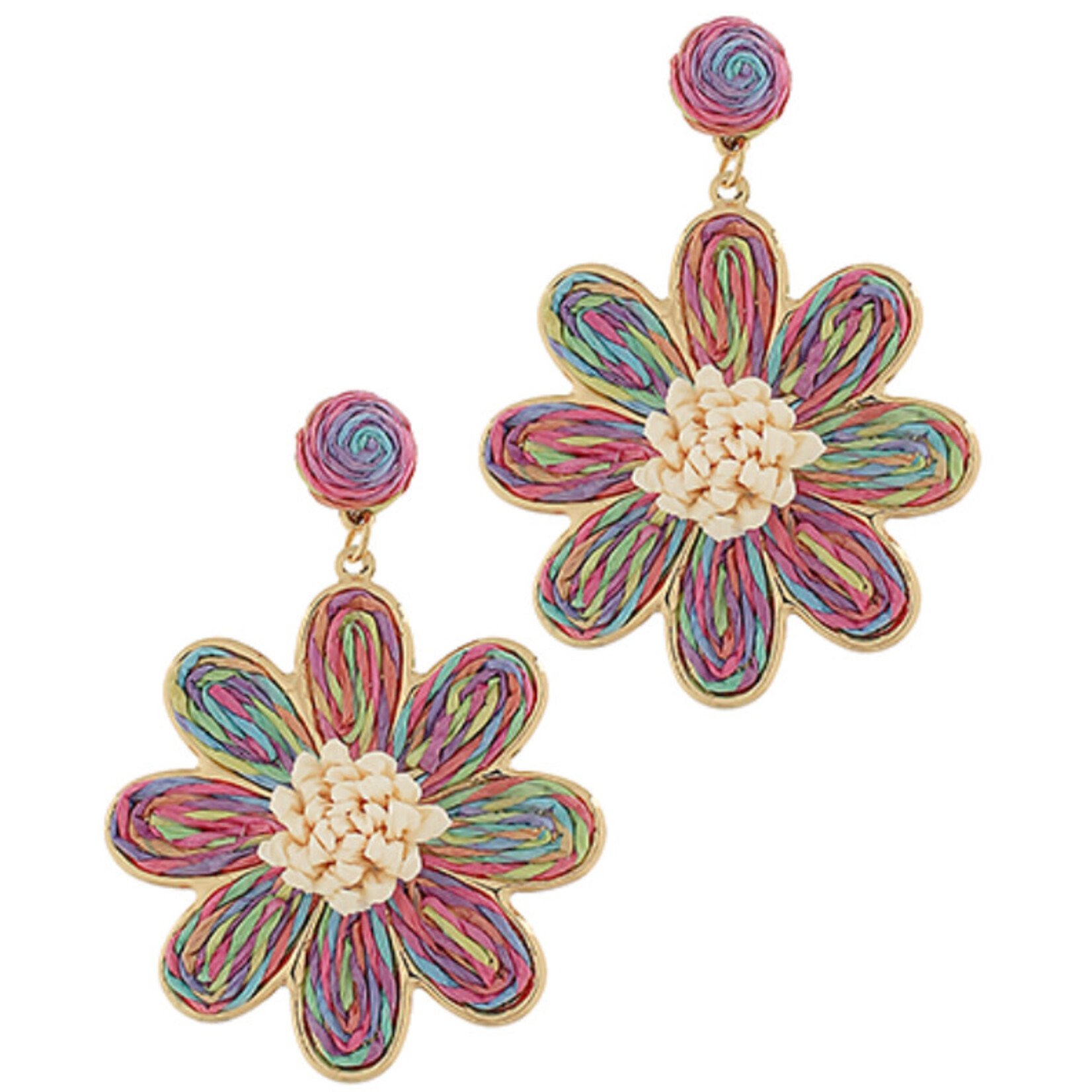 Raffia Flower Earrings