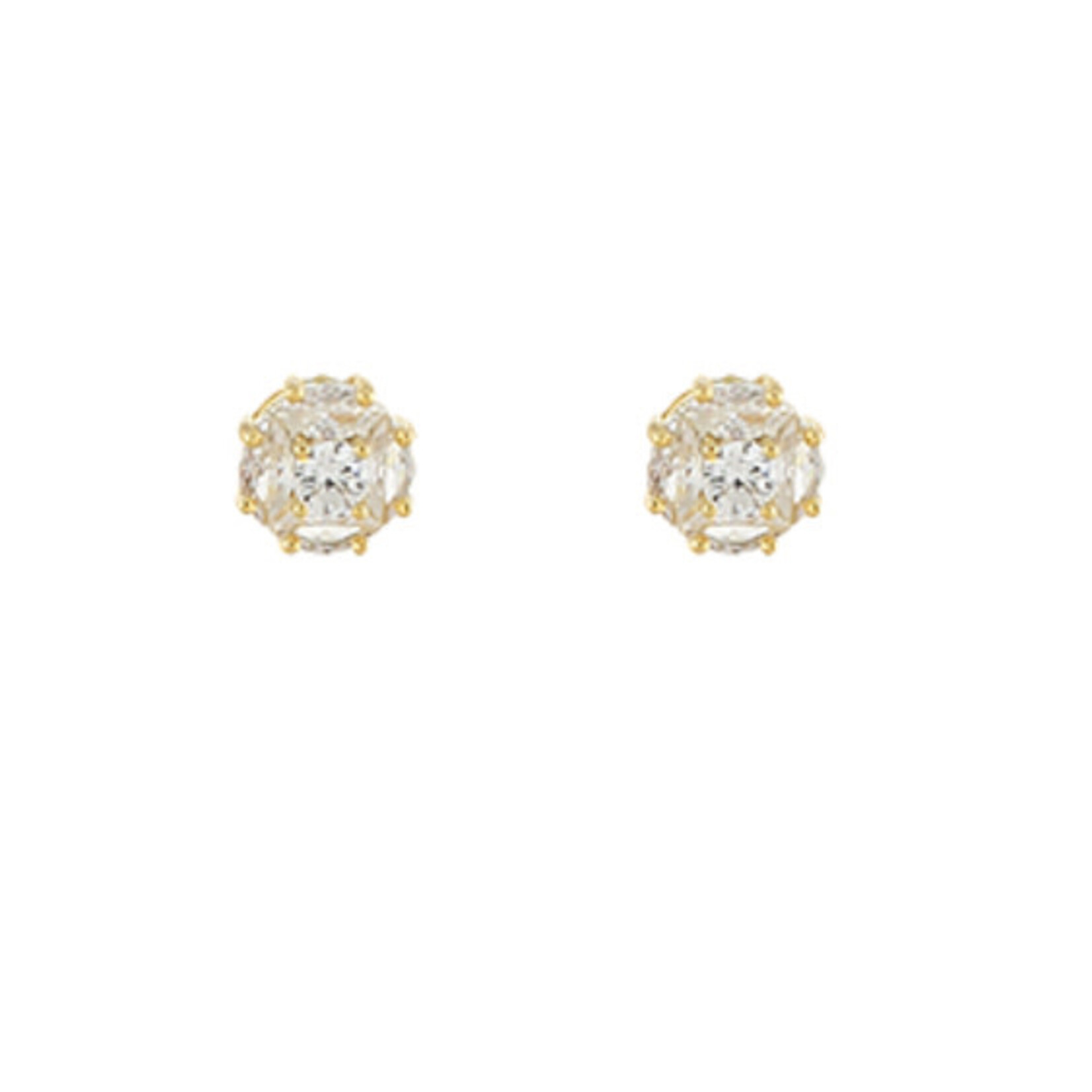Pave Baguette Round Stud Earrings