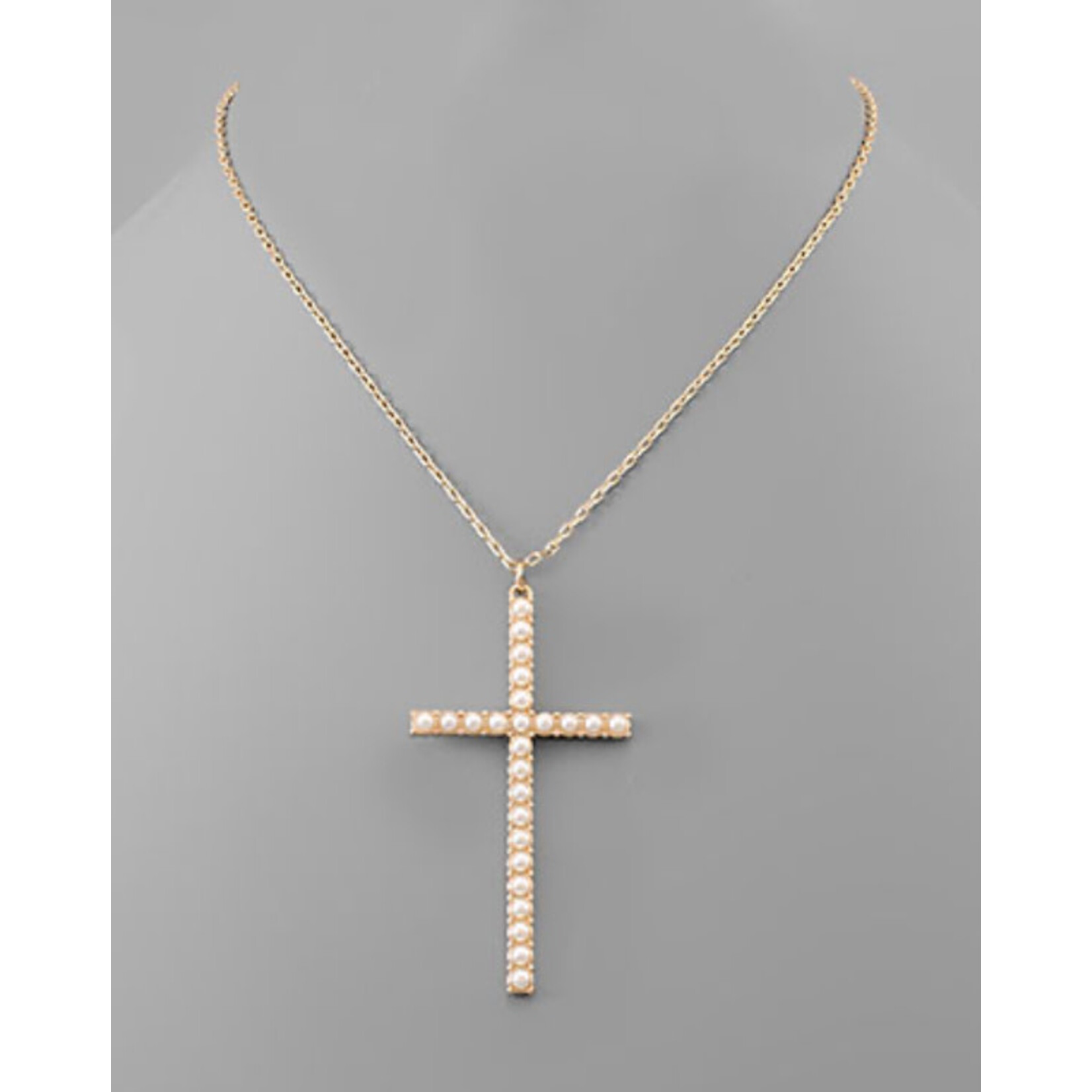 Large Pearl Cross Necklace