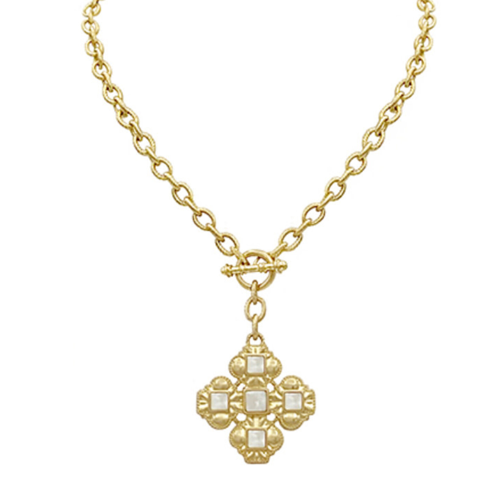 Rounded Chunky Cross Necklace- Water Resistant