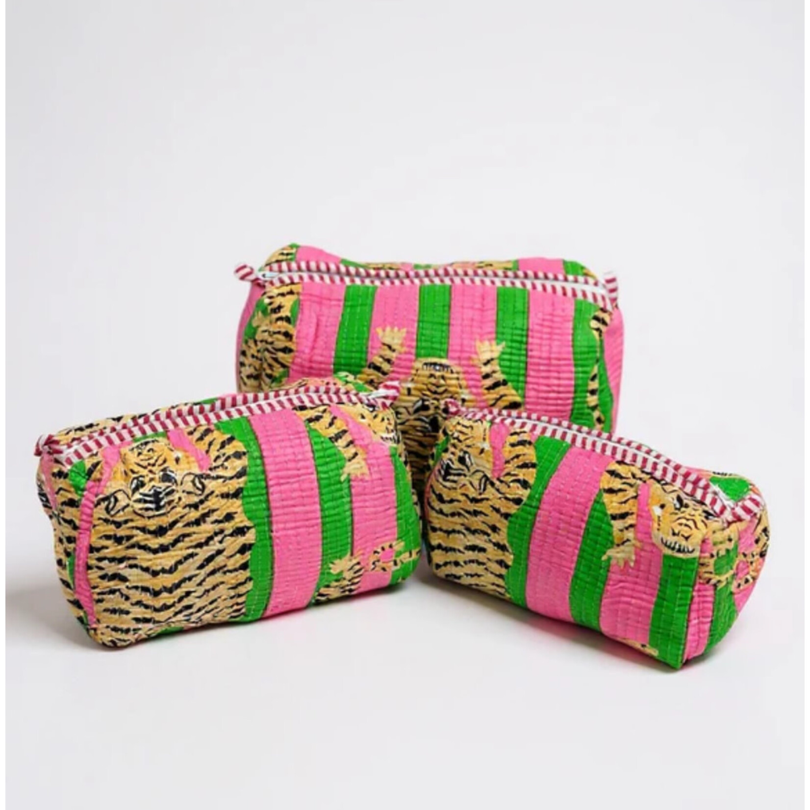 Cosmetic Bag Set - Pink/Green Tiger