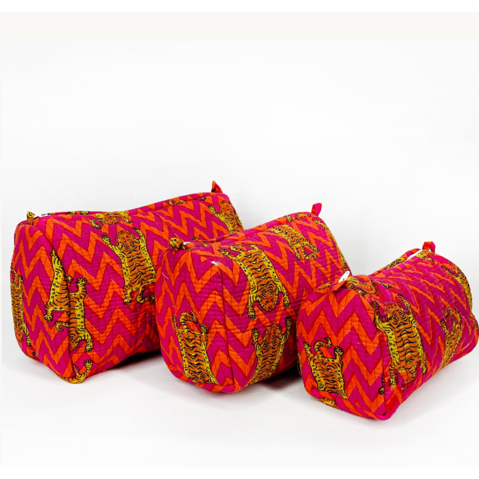 Cosmetic Bag Set - Hot Pink Tiger