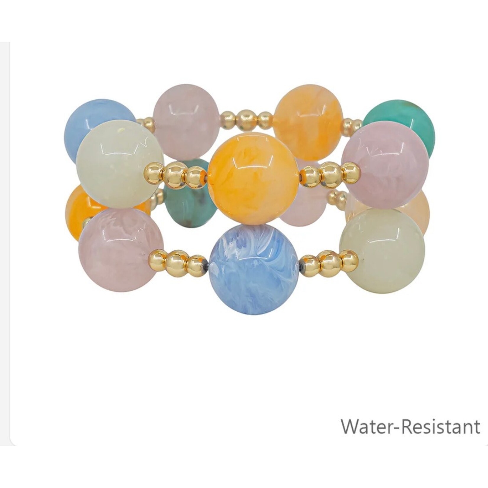 Multicolor Bead Bracelet Set -WATER RESISTANT