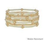 Pearl and Gold Bead Bracelet Set-WATER RESISTANT