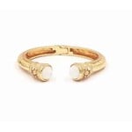 Gold Hinged Bracelet with Clear Stone