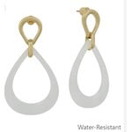 Gold & White Resin Earrings-WATER RESISTANT