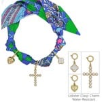Blue/Pink/Green Scarf Necklace with 3 Charms