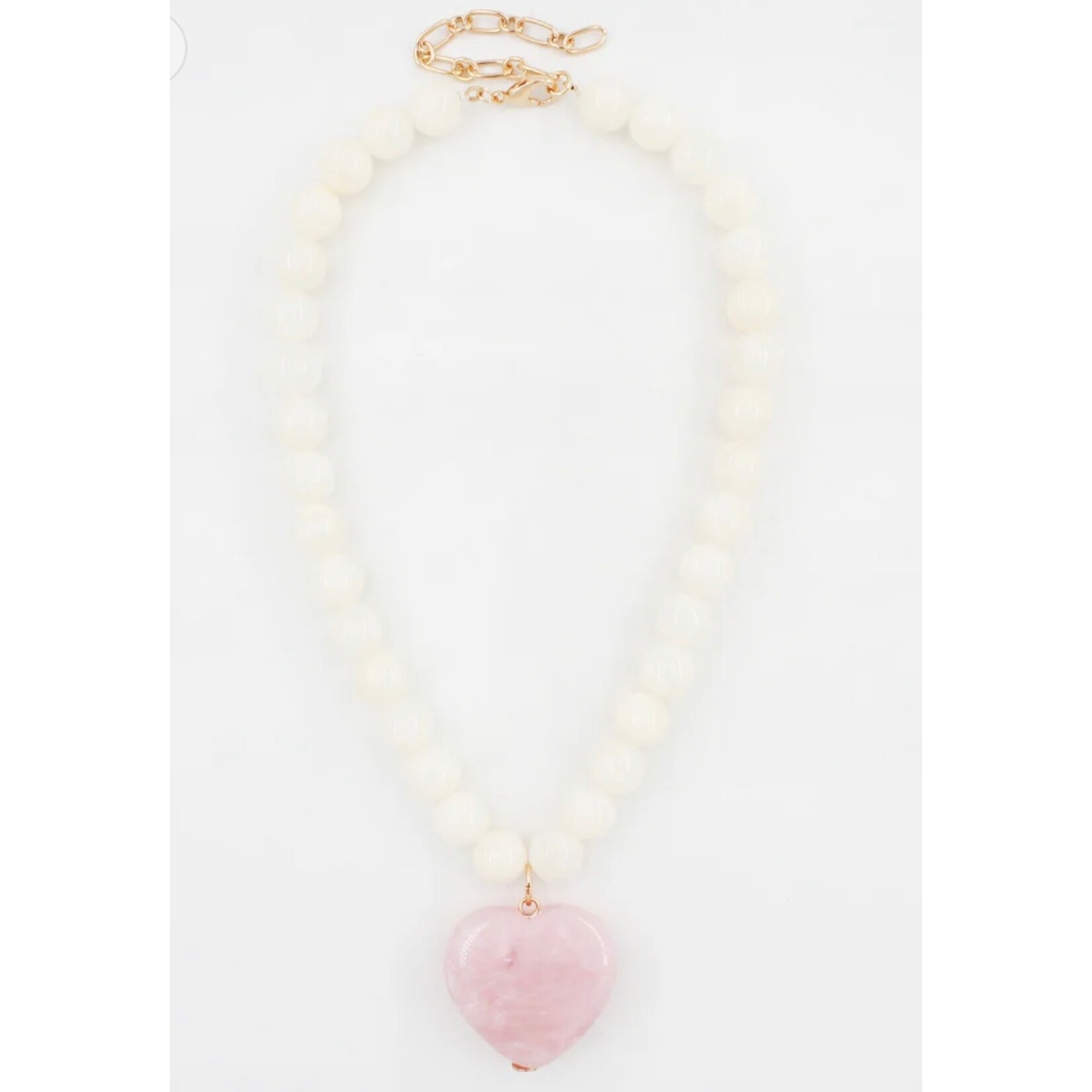 White Stone With Pink Heart Necklace