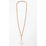 Gold Adjustable Chain with White Heart Charm Necklace