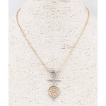 Gold Chain With Rhinestone Toggle Coin Necklace