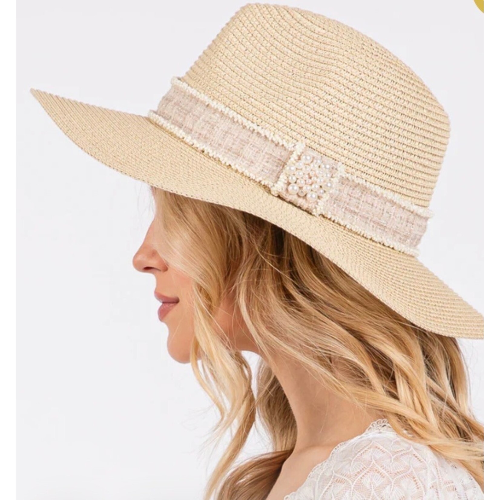 Straw Hat with Cream Band