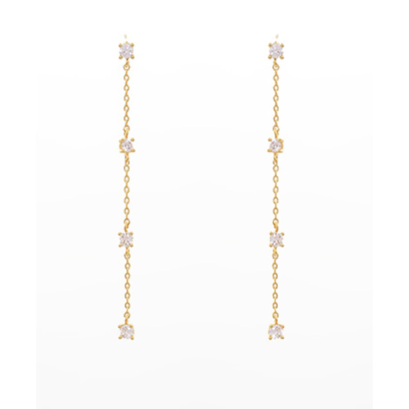 CZ Chain Linear Drop Earrings