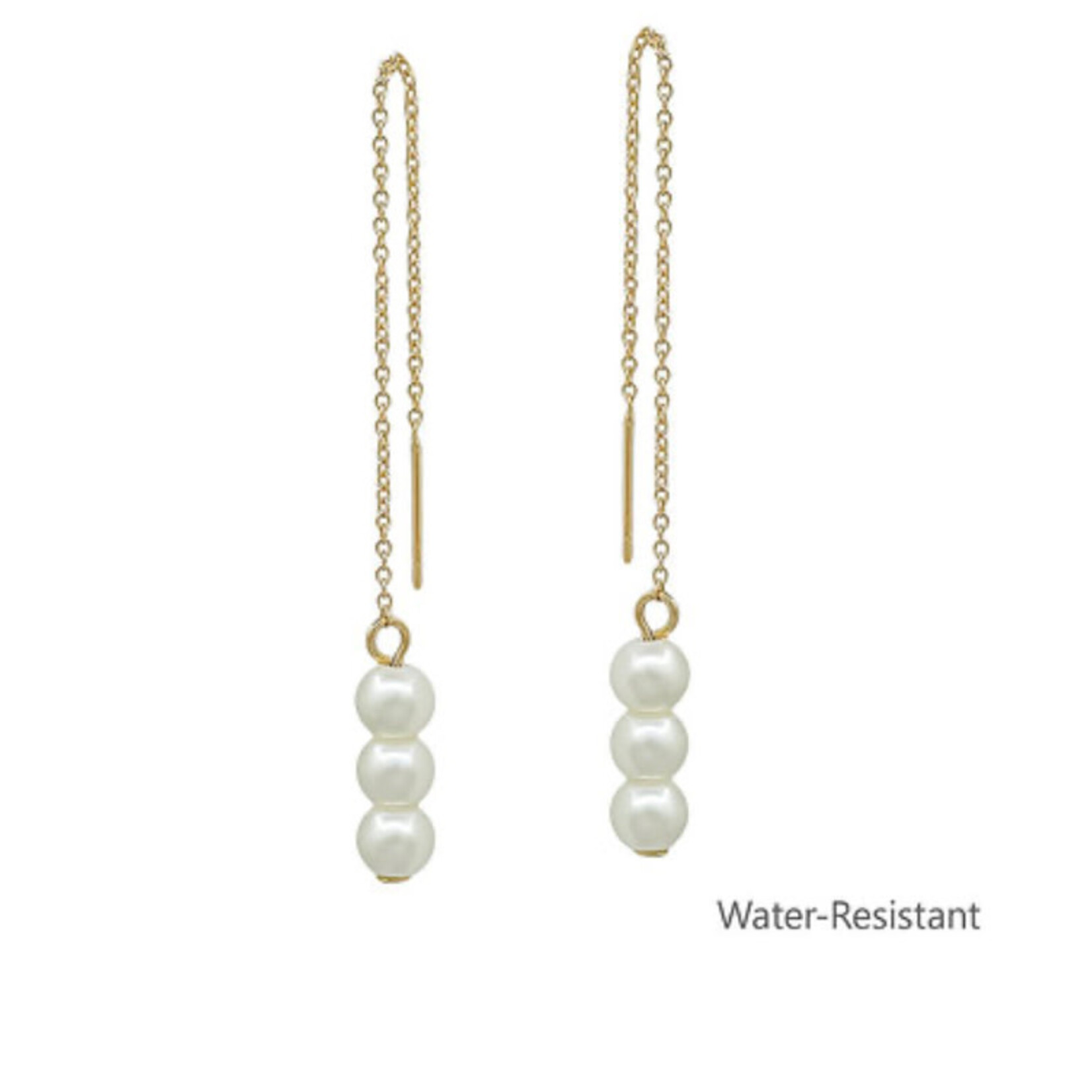 3 Pearl Chain Thread Earrings-WATERPROOF