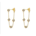 Bezel CZ Linear Chain Earrings