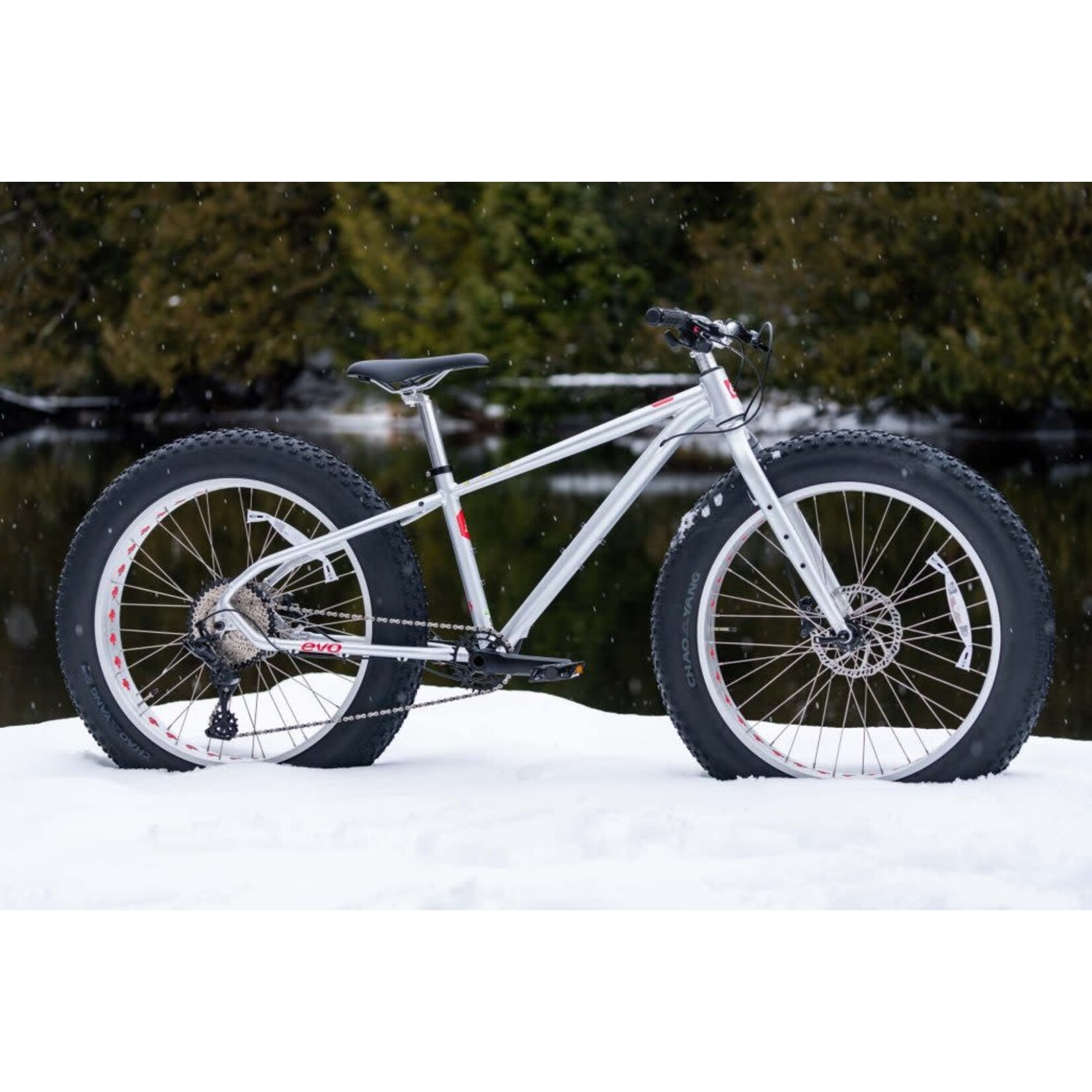 EVO, OMW Fat Tire Mountain Bike, Hardtail Bicycle, 26'', Silver, S