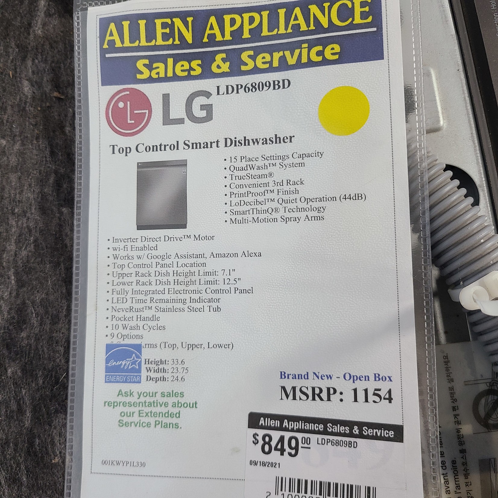 LG LG Top Control Smart Dishwasher - LDP6809BD - 001KWYP1L330