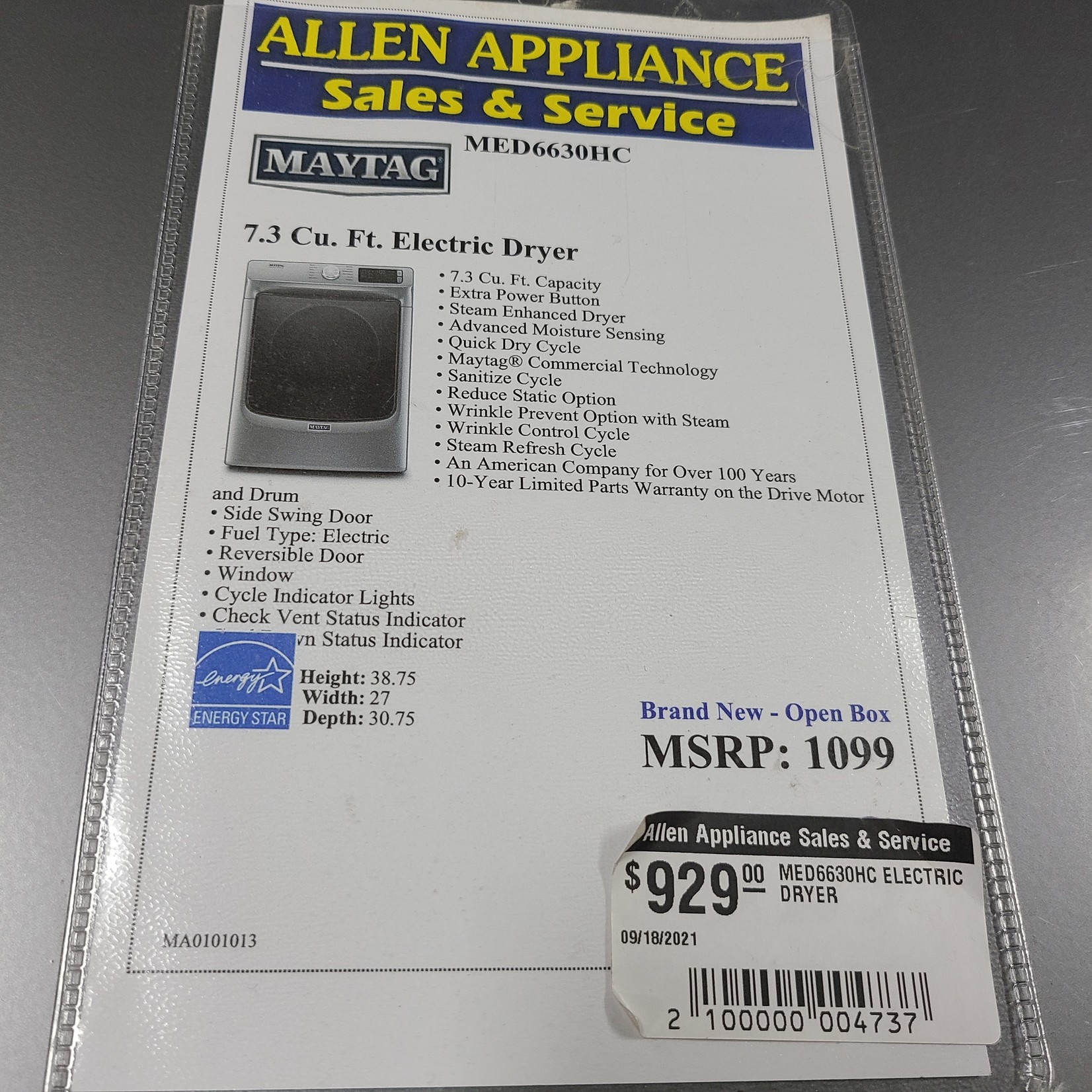 maytag check vent light