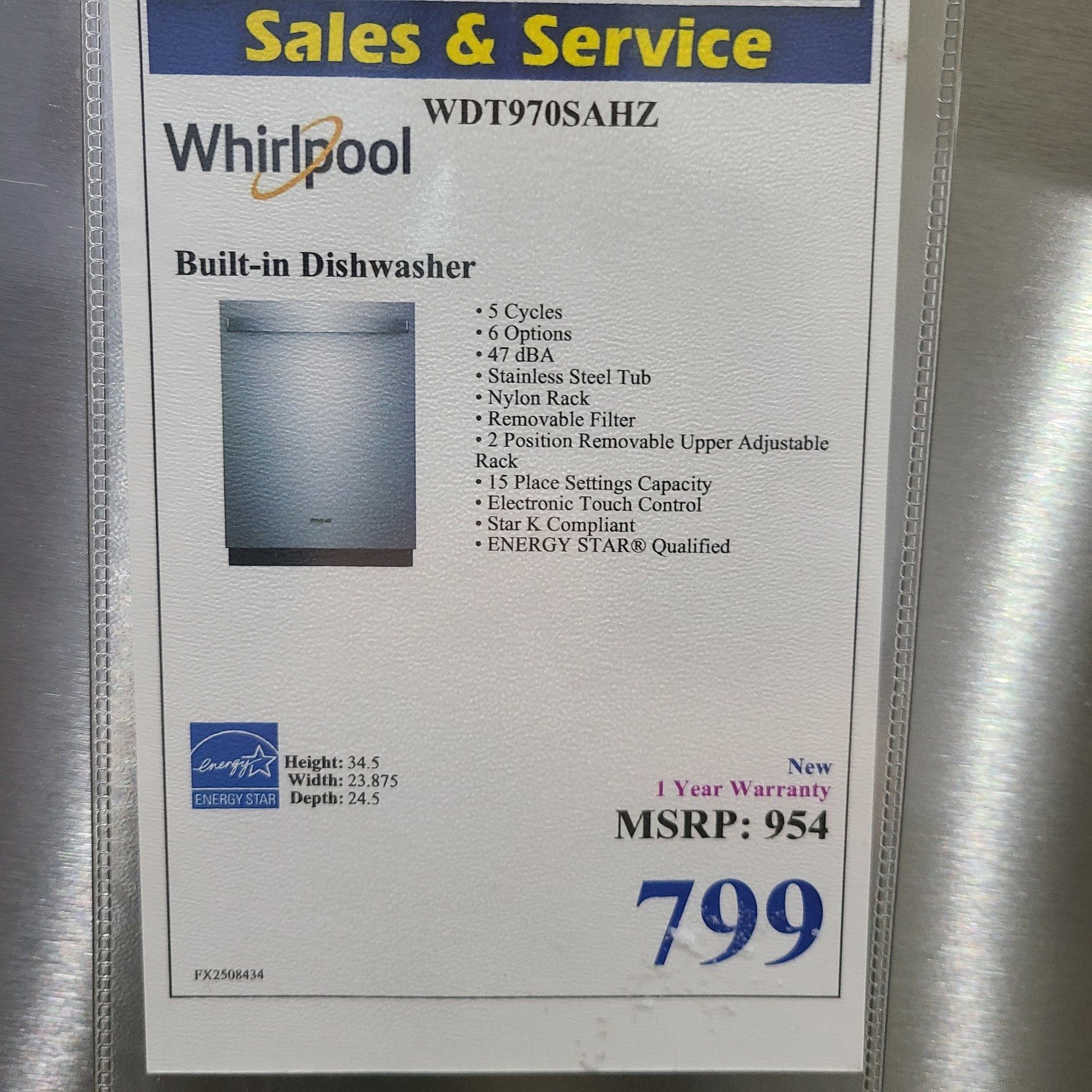 Whirlpool Whirlpool Built-in Dishwasher WDT970SAHZ - FX2508434