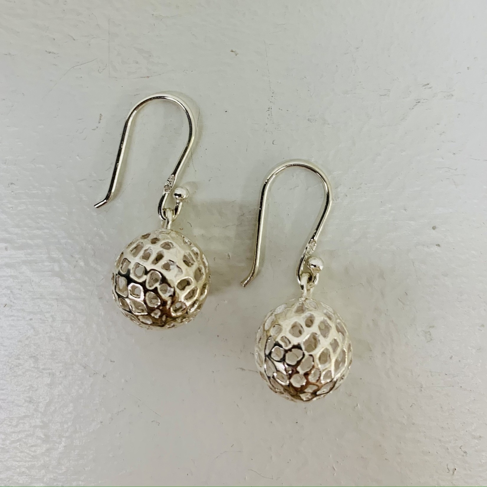 Ten Thousand Villages Silver Wired Ball Drop Earring