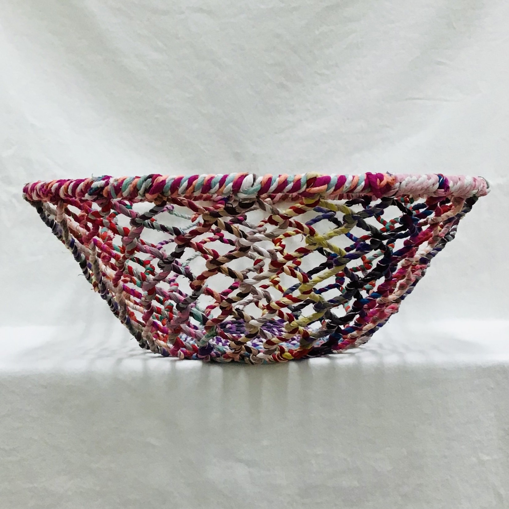 Basket Multicolor Woven Thread/Wire Large