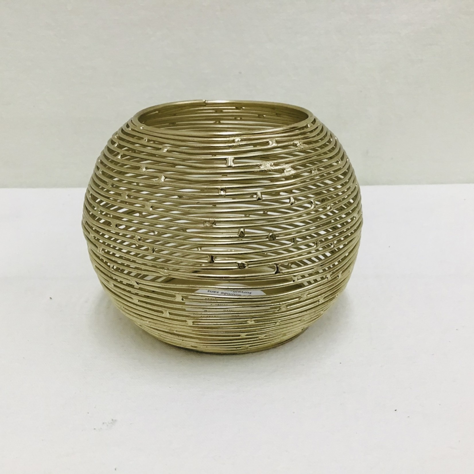 Candleholder Round Goldcolour Wire Small