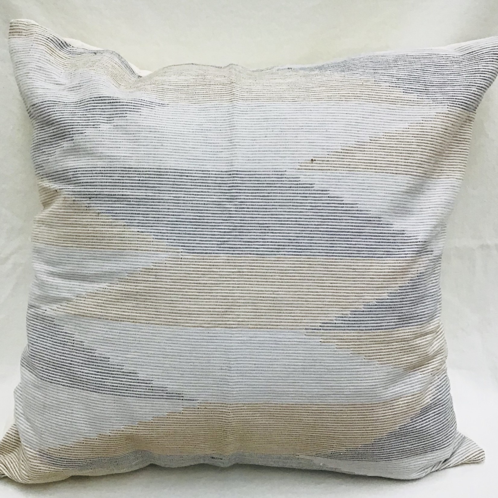 Chevron Stitched Cushion - Blue & Taupe