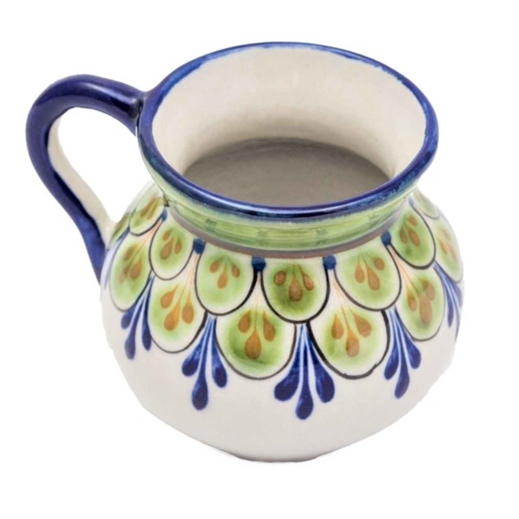 Upavim Crafts Handpainted Stoneware Mug: Blue w/ Green, Guatemala