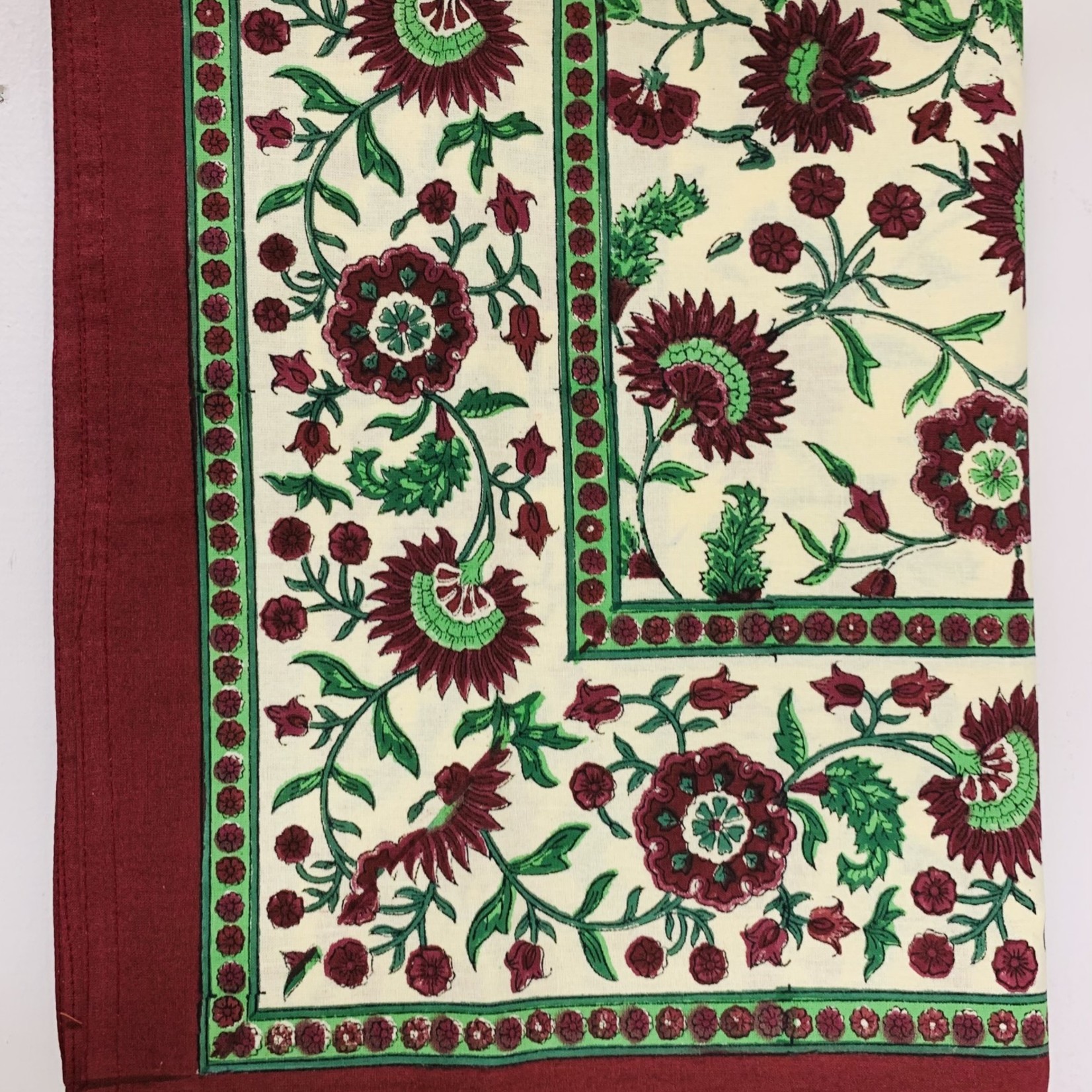 Living Imprints Crimson Aster Tablecloth 60"x60", India