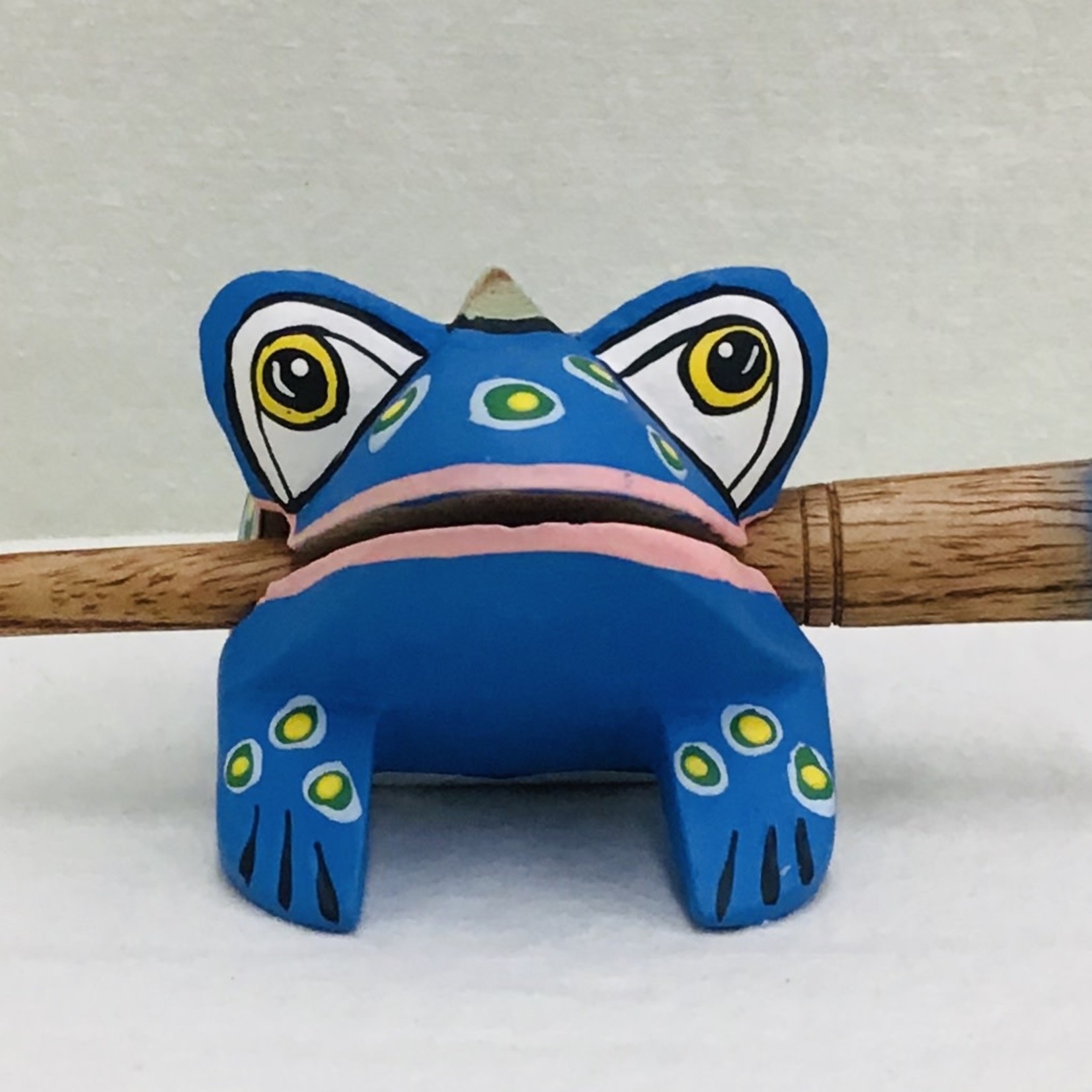 Ten Thousand Villages Blue Spotted Frog Instrument