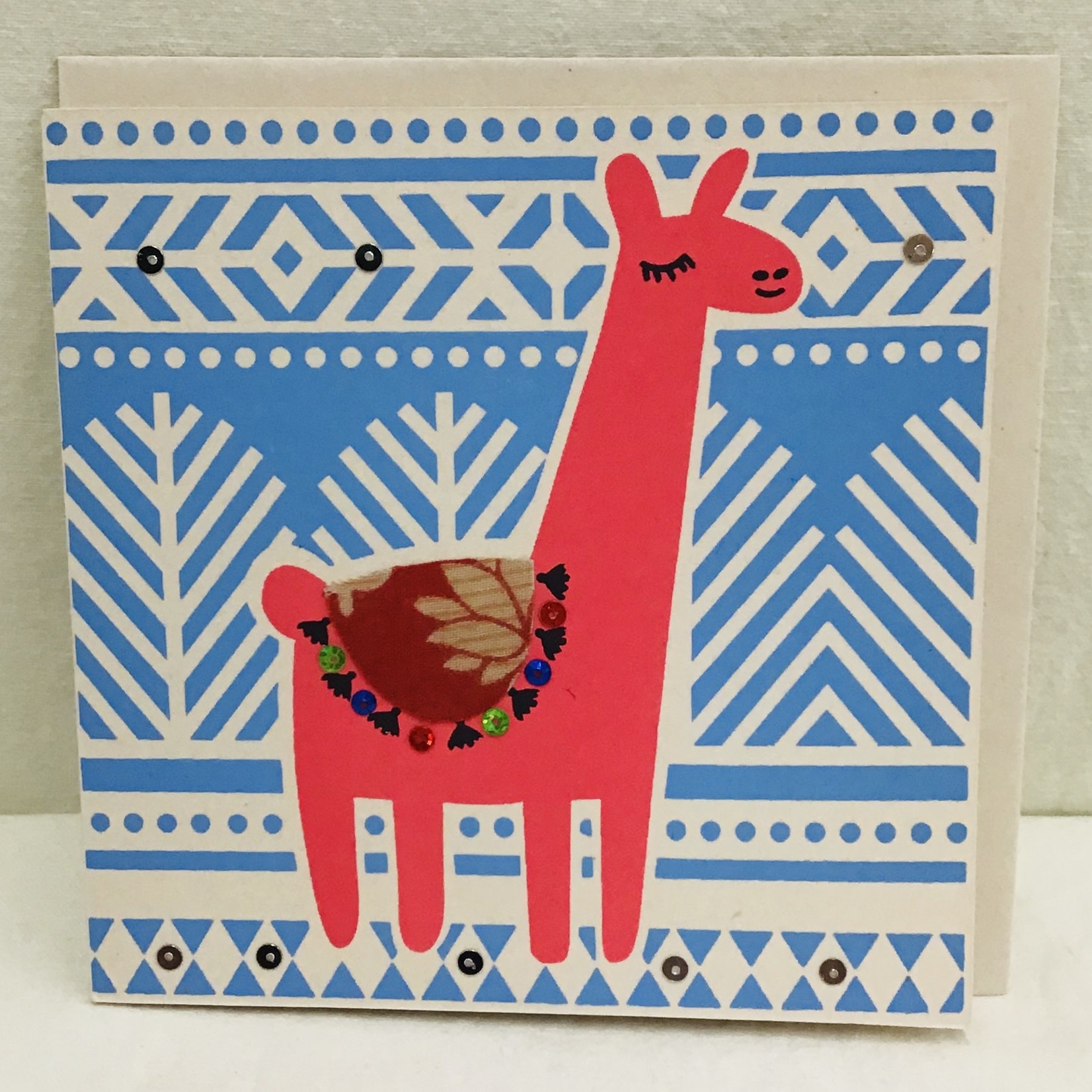 Card Red Llama w/Sari Saddle
