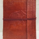 Journal Embossed Elephant Brown leather w/cord