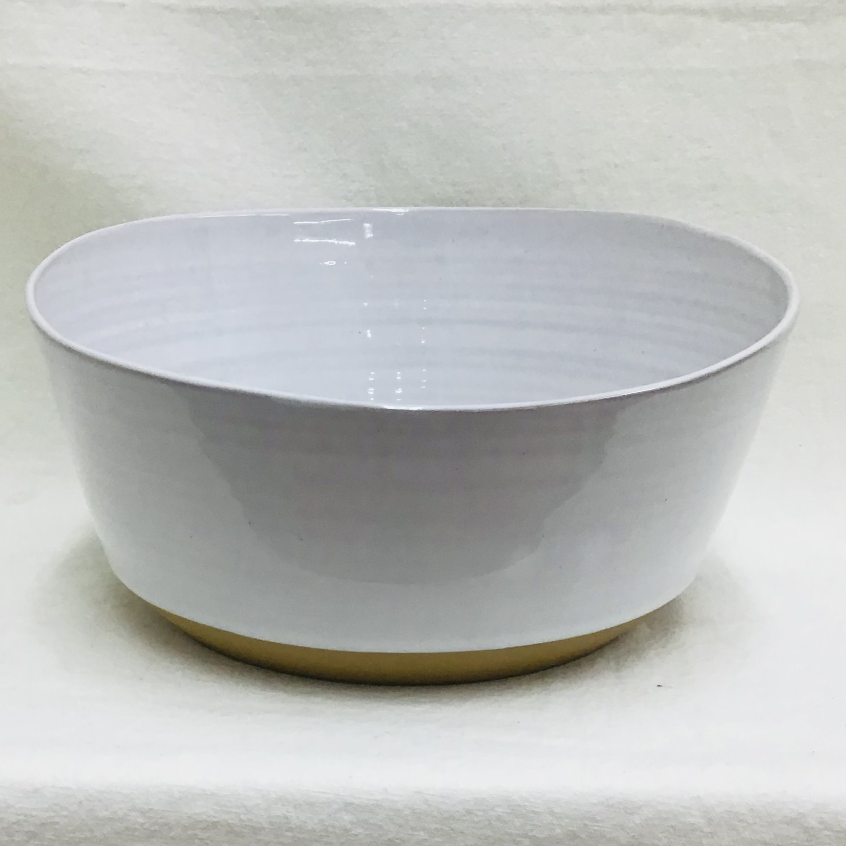 Ten Thousand Villages White Ceramic Bowl Large