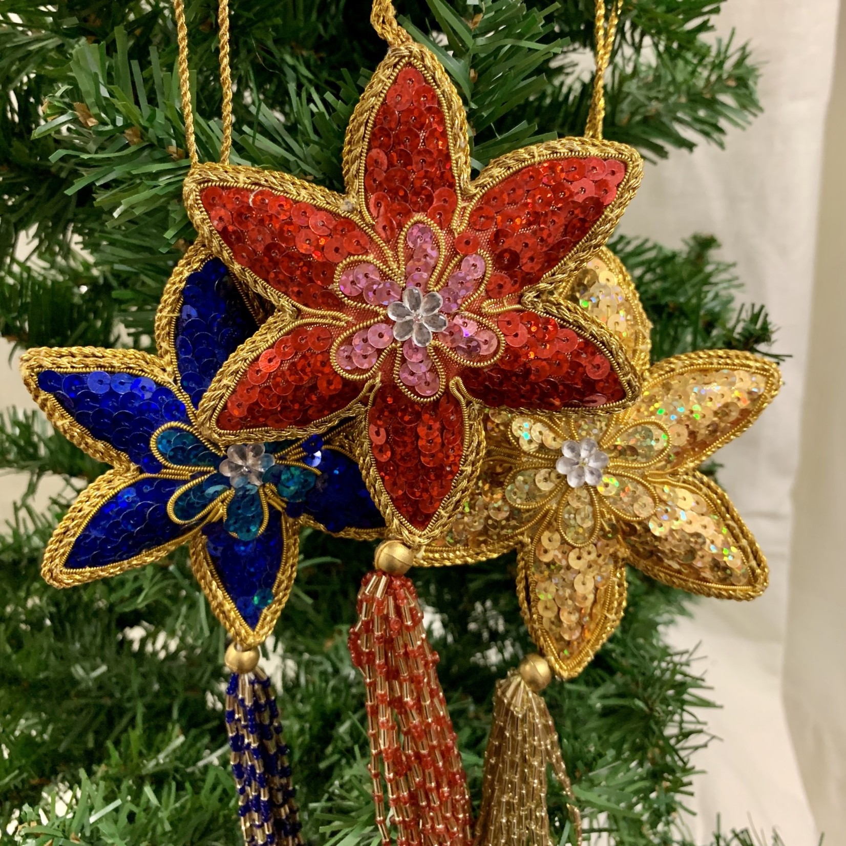 NOVICA Beaded Tassel Star Ornament, India