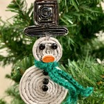 Ten Thousand Villages Black Hat Snowman Coiled Paper Ornament