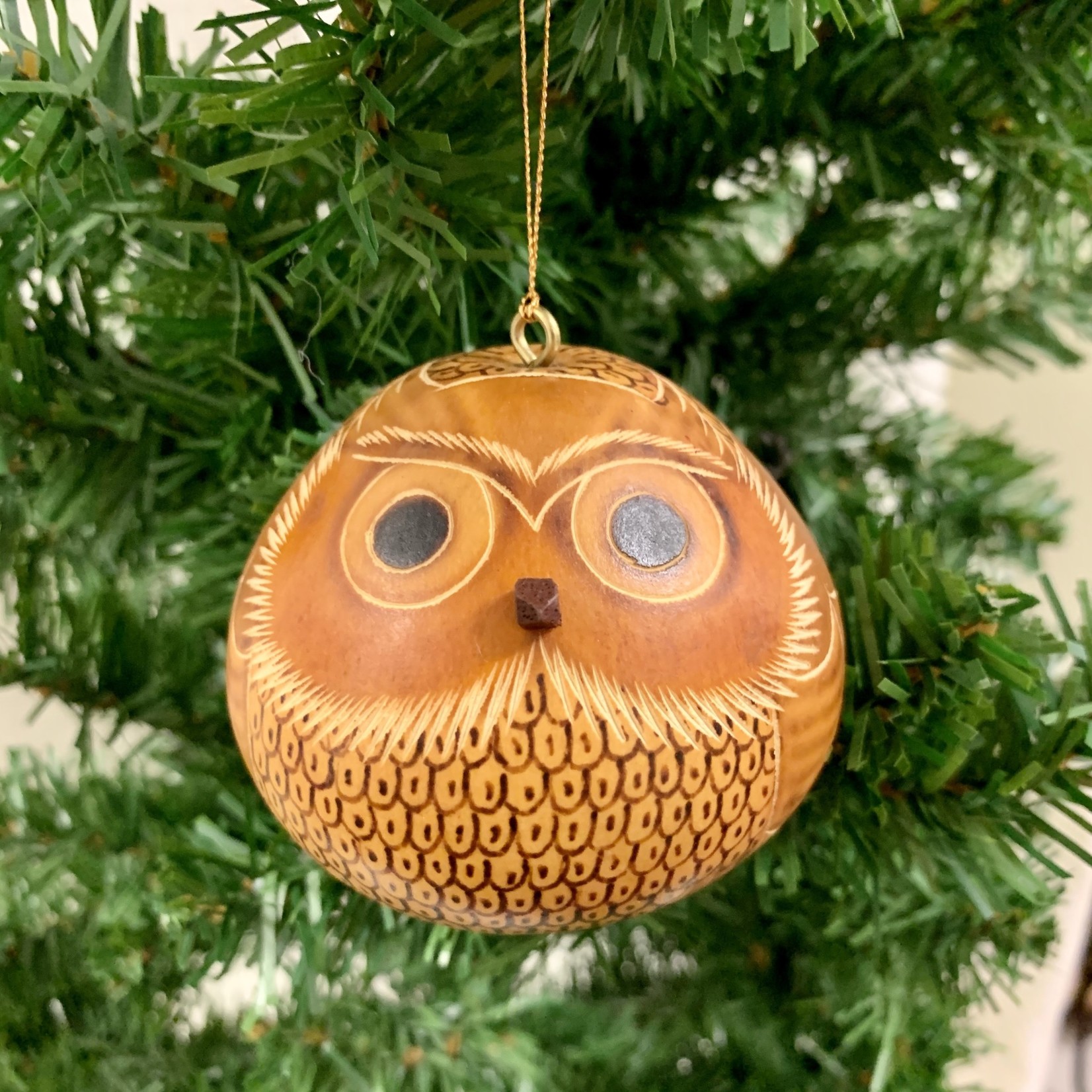 Lucuma Owl Gourd Ornament, Peru