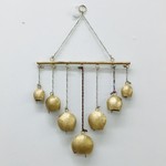 Ten Thousand Villages Wind Chime Brass/Sari Strings Gold Colour